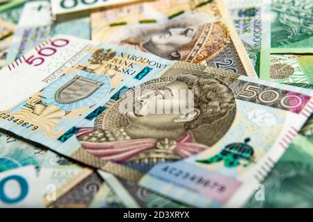 banconote o banconote in carta polacca Foto Stock