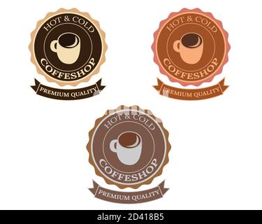 Illustrazione del disegno vettoriale del modello di logo vintage e del caffè retro Illustrazione Vettoriale