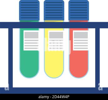 analisi di provette mediche in laboratorio base icone piatte illustrazione vettoriale design Illustrazione Vettoriale