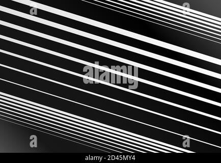 Linee casuali oblique, diagonali, inclinate, strisce. Illustrazione vettoriale astratta geometrica in scala di grigi, in bianco e nero Illustrazione Vettoriale