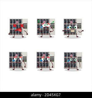 Tra noi distributore automatico cartoon carattere con espressione nope Illustrazione Vettoriale