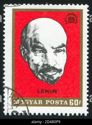 UNGHERIA - CIRCA 1969: Francobollo stampato dall'Ungheria, mostra Lenin, circa 1969 Foto Stock