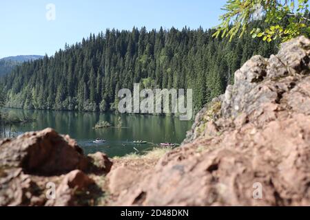 Paesaggio del Lago Rosso, Carpazi Montani, Romania, Bicaz Area Foto Stock