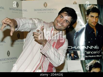 Puerto Rican singer and actor Chayanne, born Elmer Figueroa Arce, appears prior to a press conference in Buenos Aires, March 8, 2004. Chayanne, presented his latest album 'Sincero', and announced a North American that will take him across the United States through April, 2004. REUTERS/Enrique Marcarian  em/GAC