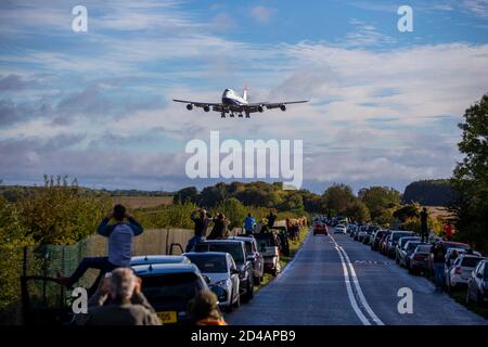 British Airways ha ritirato la sua intera flotta di 747. Il jumbo jet sarà smantellato per le parti di ricambio all'aeroporto di Cotswold in Gloucestershire. Foto Stock