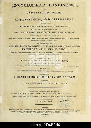 Incisione su copperplate dell'Enciclopedia Londinensis OR, dizionario universale delle arti, delle scienze e della letteratura; Volume XIII; a cura di Wilkes, John. Pubblicato a Londra nel 1815 Foto Stock