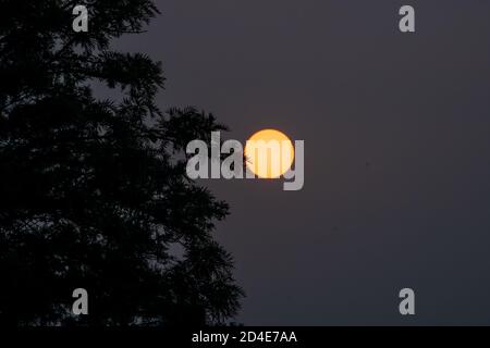 Dehradun, Uttarakhand/India-Settembre 12 2020:Vista panoramica del Sole ai piedi dell'Himalaya. Foto Stock