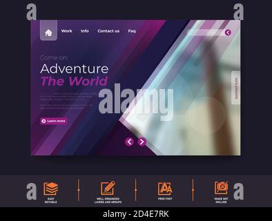 Modello sito Web della pagina di destinazione del viaggio Illustrazione Vettoriale