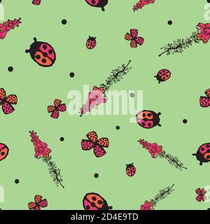 guanti di volpi e insetti senza cuciture modello vettoriale Illustrazione Vettoriale