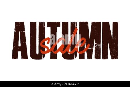 Vendita autunnale testo scritto a mano. Testo calligrafico moderno pronto per poster, brochure e banner. Vendita autunno scritta disegnata a mano. Illustrazione Vettoriale
