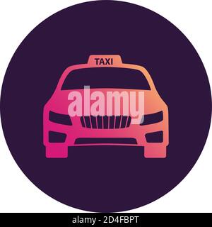 Servizio icona taxi. Vista frontale dell'auto. Simbolo per un'applicazione mobile o un sito Web. Illustrazione Vettoriale