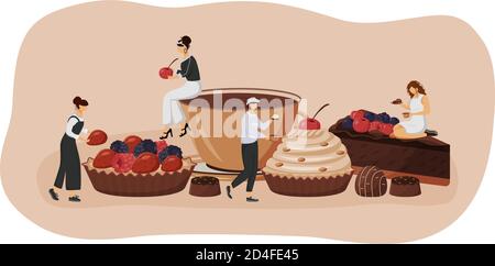 Illustrazione vettoriale del concetto piatto della patisserie Illustrazione Vettoriale