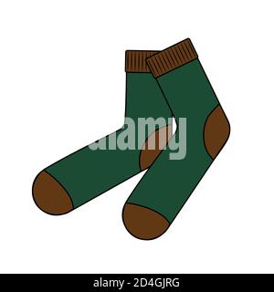 Coppia di calze di lana di maglia verde illustrazione vettoriale Illustrazione Vettoriale