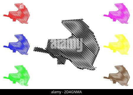 Città dei Castries (Isola di Santa Lucia, Iyonola, Hewanorra) mappa illustrazione vettoriale, abbozzamento mappa Città dei Castries Illustrazione Vettoriale