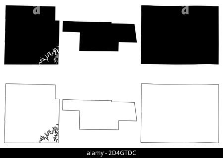 Audrain, Caldwell e Barry County, Missouri (Stati Uniti, Stati Uniti d'America, Stati Uniti, Stati Uniti, Stati Uniti) mappa vettoriale, mappa di schizzo scrimble Illustrazione Vettoriale