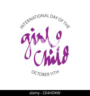Disegno per celebrare la Giornata Internazionale del Bambino della ragazza, 11 ottobre in illustrazione vettoriale Illustrazione Vettoriale