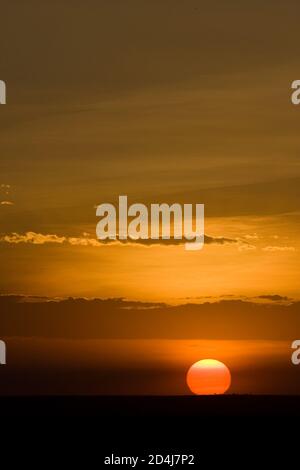 Il sole tramonta sulle pianure del Masai Mara In Kenya Foto Stock