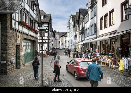 Stazione dei vigili del fuoco nel centro storico di Monschau Foto Stock