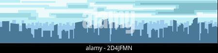 Grande città industriale. Sfondo blu. Vettore. Foto Stock