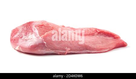 Carne fresca su sfondo bianco vista laterale. Foto Stock