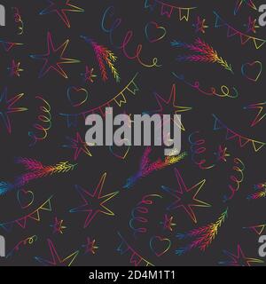 Motivo senza cuciture su sfondo nero. Per le celebrazioni di Natale e Capodanno. Foto Stock