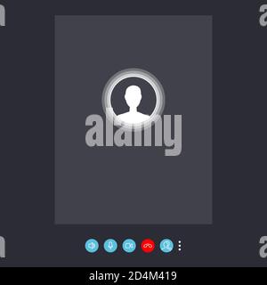 Modello schermata chiamata. Modello mobile, mockup. Interfaccia UI,UX,Kit. Smartphone con schermata di chiamata. Illustrazione Vettoriale