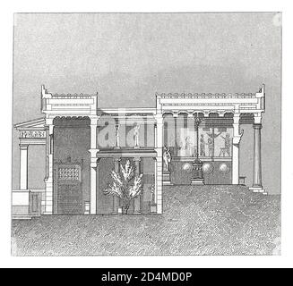 Incisione ottocentesca dell'Erechtheum di Atene. Pubblicato in Systematischer Bilder-Atlas zum Conversations-Lexikon, Ikonographische Encyklopedie Foto Stock