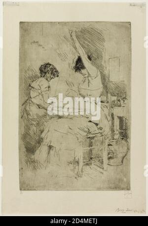 Incisione su carta avorio posata Foto Stock