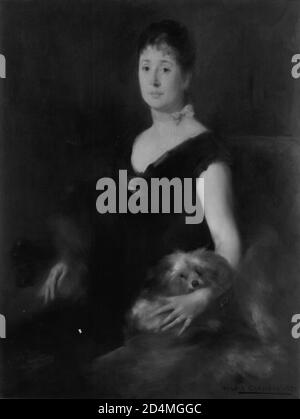Ritratto di una Signora con un cane - Data: 1885; Eugène Carrière; Francese; 1849-1906 Foto Stock