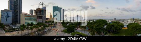 Panorama aereo del centro di Miami, Florida Foto Stock