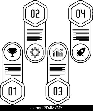 statistiche infografiche con numeri e icone illustrazione vettoriale in stile riga design Illustrazione Vettoriale