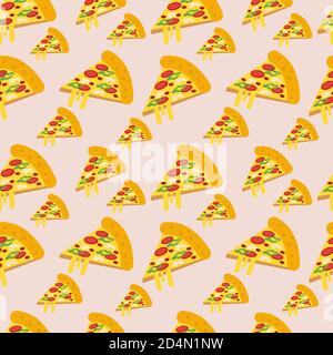 fetta di pizza senza cuciture motivo vettoriale illustrazione sfondo Illustrazione Vettoriale