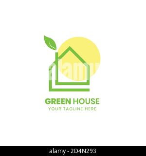 Concetto di logo di Green House o Green Redential Illustrazione Vettoriale