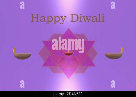 Testo di Happy Diwali su sfondo viola. Foto Stock