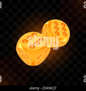 Golden Luck award Craps Concept, effetto metallizzato brillante e realistico, due morbidenti appesi Illustrazione Vettoriale