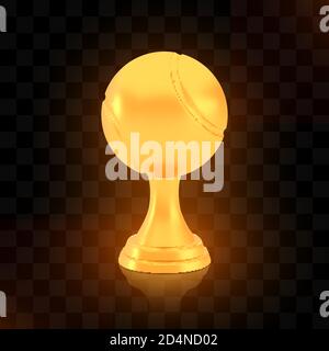 Vincitore del premio Tennis Cup, logo del trofeo dorato isolato su sfondo nero trasparente Illustrazione Vettoriale