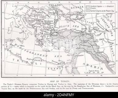 Mappa d'epoca della Turchia del 19 ° secolo Foto Stock