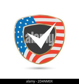 Elezione degli Stati Uniti con lo scudo e la casella di controllo Illustrazione Vettoriale