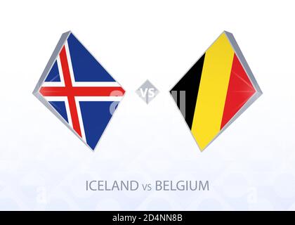 Campionato europeo di calcio Islanda vs Belgio, Lega A, Gruppo 2. Illustrazione vettoriale. Illustrazione Vettoriale