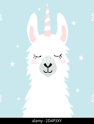 Simpatico unicorn lama (alpaca). Illustrazione vettoriale Illustrazione Vettoriale