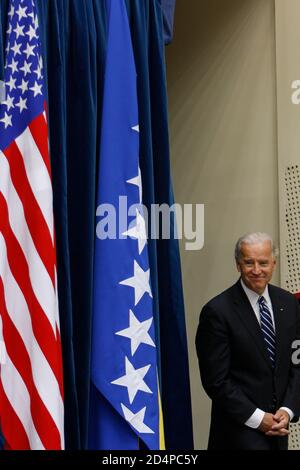 Candidato presidenziale democratico l'ex vice presidente Joe Biden parla a Sarajevo, Bosnia-Erzegovina, 19 maggio 2009. Amel Emric Foto Stock