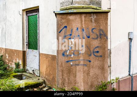 Edifici in difficoltà della DDR di Fincken, Röbel-Müritz, Germania Foto Stock