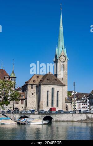 La chiesa Fraumunster di Zurigo, Svizzera. Foto Stock