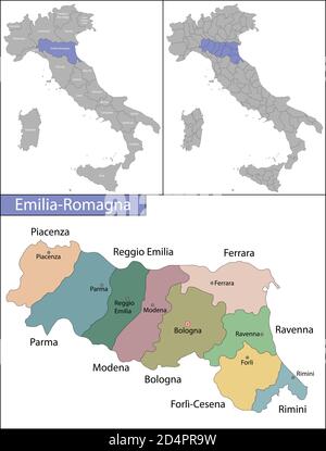 L'Emilia-Romagna è una regione dell'Italia nordorientale Illustrazione Vettoriale
