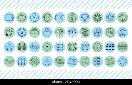 pacchetto di infografiche imposta icone di stile di linea disegno di illustrazione vettoriale Illustrazione Vettoriale