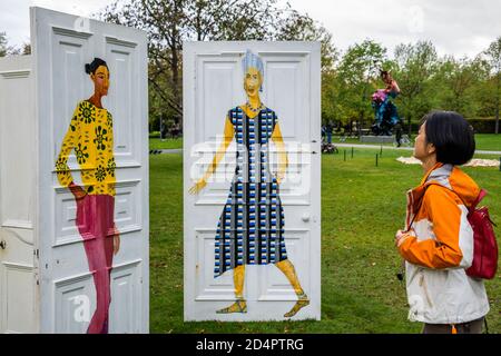 Londra, Regno Unito. 10 Ott 2020. Fregio scultura, la più grande mostra all'aperto di Londra. Opere di 12 artisti internazionali leader nel Regent's Park dal 5 ottobre al 18 ottobre in una vetrina gratuita. Credit: Guy Bell/Alamy Live News Foto Stock