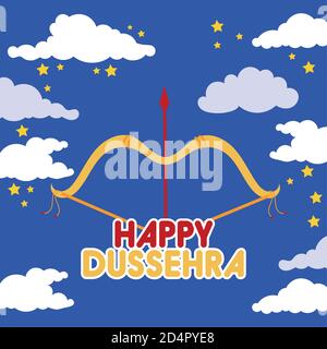 felice celebrazione di dussehra con freccia ad arco in illustrazione del vettore del cielo design Illustrazione Vettoriale