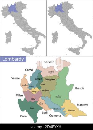 La Lombardia è una regione dell'Italia nordoccidentale Illustrazione Vettoriale