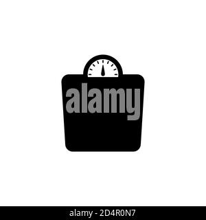 Icona della scala del peso in nero. Vettore su sfondo bianco isolato. EPS 10 Illustrazione Vettoriale