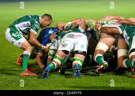 Treviso, Italia. 10 Ott 2020. Treviso, Italy, Monigo Stadium, 10 Oct 2020, Dewaldt Duvenage (Treviso) introdicing in mischia durante Benetton Treviso vs Leinster Rugby - Rugby Guinness Pro 14 - Credit: LM/Ettore Griffoni Credit: Ettore Griffoni/LPS/ZUMA Wire/Alamy Live News Foto Stock